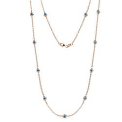 Asta 11Stn Blue Topaz on Cable Necklace Stone Blue Topaz ctw Womens Station Necklace K Rose Gold