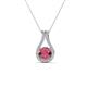 1 - Lauren 5.00 mm Round Rhodolite Garnet and Diamond Accent Teardrop Pendant Necklace 