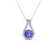 1 - Lauren 5.00 mm Round Tanzanite and Diamond Accent Teardrop Pendant Necklace 