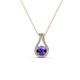 1 - Lauren 4.00 mm Round Iolite and Diamond Accent Teardrop Pendant Necklace 