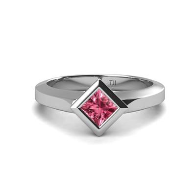 Emilia Princess Cut Pink Tourmaline Solitaire Engagement Ring