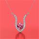 2 - Lauren 6.00 mm Round Pink Tourmaline and Diamond Accent Pendant Necklace 