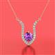 2 - Lauren 6.00 mm Round Amethyst and Diamond Accent Pendant Necklace 