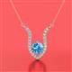 2 - Lauren 6.00 mm Round Blue Topaz and Diamond Accent Pendant Necklace 