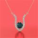 2 - Lauren 6.00 mm Round London Blue Topaz and Diamond Accent Pendant Necklace 