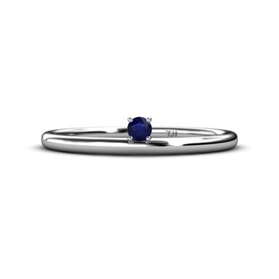 Celeste Bold Round Blue Sapphire Solitaire Asymmetrical Stackable Ring
