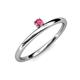 3 - Celeste Bold 3.00 mm Round Pink Tourmaline Solitaire Asymmetrical Stackable Ring 