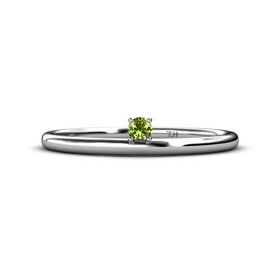 Celeste Bold Round Peridot Solitaire Asymmetrical Stackable Ring