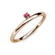 3 - Celeste Bold 3.00 mm Round Rhodolite Garnet Solitaire Asymmetrical Stackable Ring 