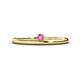 1 - Celeste Bold 3.00 mm Round Pink Sapphire Solitaire Asymmetrical Stackable Ring 