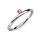 3 - Celeste Bold 3.00 mm Round Pink Sapphire Solitaire Asymmetrical Stackable Ring 