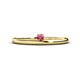 1 - Celeste Bold 3.00 mm Round Pink Tourmaline Solitaire Asymmetrical Stackable Ring 