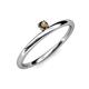 3 - Celeste Bold 3.00 mm Round Smoky Quartz Solitaire Asymmetrical Stackable Ring 