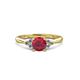 3 - Eve Signature 6.00 mm Ruby and Diamond Engagement Ring 