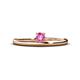 1 - Celeste Bold 4.00 mm Round Pink Sapphire Solitaire Asymmetrical Stackable Ring 