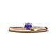 1 - Celeste Bold 4.00 mm Round Iolite Solitaire Asymmetrical Stackable Ring 