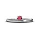 1 - Celeste Bold 4.00 mm Round Rhodolite Garnet Solitaire Asymmetrical Stackable Ring 