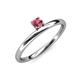 3 - Celeste Bold 4.00 mm Round Rhodolite Garnet Solitaire Asymmetrical Stackable Ring 