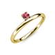 3 - Celeste Bold 4.00 mm Round Rhodolite Garnet Solitaire Asymmetrical Stackable Ring 