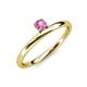 3 - Celeste Bold 4.00 mm Round Pink Sapphire Solitaire Asymmetrical Stackable Ring 