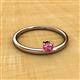 2 - Celeste Bold 4.00 mm Round Pink Tourmaline Solitaire Asymmetrical Stackable Ring 