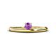 1 - Celeste Bold 4.00 mm Round Amethyst Solitaire Asymmetrical Stackable Ring 