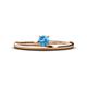 1 - Celeste Bold 4.00 mm Round Blue Topaz Solitaire Asymmetrical Stackable Ring 