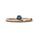 1 - Celeste Bold 4.00 mm Round Blue Diamond Solitaire Asymmetrical Stackable Ring 