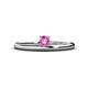 1 - Celeste Bold 4.00 mm Round Pink Sapphire Solitaire Asymmetrical Stackable Ring 