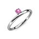 3 - Celeste Bold 4.00 mm Round Pink Sapphire Solitaire Asymmetrical Stackable Ring 