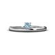 1 - Celeste Bold 4.00 mm Round Aquamarine Solitaire Asymmetrical Stackable Ring 