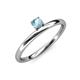 3 - Celeste Bold 4.00 mm Round Aquamarine Solitaire Asymmetrical Stackable Ring 