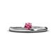 1 - Celeste Bold 4.00 mm Round Pink Tourmaline Solitaire Asymmetrical Stackable Ring 
