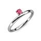 3 - Celeste Bold 4.00 mm Round Pink Tourmaline Solitaire Asymmetrical Stackable Ring 