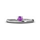 1 - Celeste Bold 4.00 mm Round Amethyst Solitaire Asymmetrical Stackable Ring 