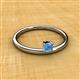 2 - Celeste Bold 4.00 mm Round Blue Topaz Solitaire Asymmetrical Stackable Ring 