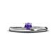 1 - Celeste Bold 4.00 mm Round Iolite Solitaire Asymmetrical Stackable Ring 