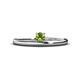 1 - Celeste Bold 4.00 mm Round Peridot Solitaire Asymmetrical Stackable Ring 