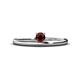 1 - Celeste Bold 4.00 mm Round Red Garnet Solitaire Asymmetrical Stackable Ring 
