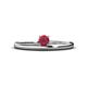 1 - Celeste Bold 4.00 mm Round Ruby Solitaire Asymmetrical Stackable Ring 