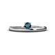 1 - Celeste Bold 4.00 mm Round Blue Diamond Solitaire Asymmetrical Stackable Ring 