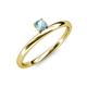 3 - Celeste Bold 4.00 mm Round Aquamarine Solitaire Asymmetrical Stackable Ring 