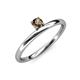 3 - Celeste Bold 4.00 mm Round Smoky Quartz Solitaire Asymmetrical Stackable Ring 