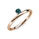 3 - Celeste Bold 4.00 mm Round Blue Diamond Solitaire Asymmetrical Stackable Ring 