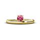 1 - Celeste Bold 5.00 mm Round Pink Tourmaline Solitaire Asymmetrical Stackable Ring 