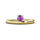 1 - Celeste Bold 5.00 mm Round Amethyst Solitaire Asymmetrical Stackable Ring 