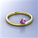 2 - Celeste Bold 5.00 mm Round Amethyst Solitaire Asymmetrical Stackable Ring 