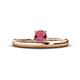 1 - Celeste Bold 5.00 mm Round Rhodolite Garnet Solitaire Asymmetrical Stackable Ring 