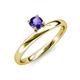 3 - Celeste Bold 5.00 mm Round Iolite Solitaire Asymmetrical Stackable Ring 