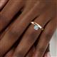 7 - Celeste Bold 5.00 mm Round Aquamarine Solitaire Asymmetrical Stackable Ring 